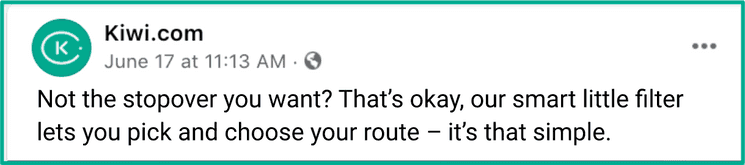 Not the stopover you want?
That’s okay, our smart little filter lets you pick and choose your route – it’s that simple.
